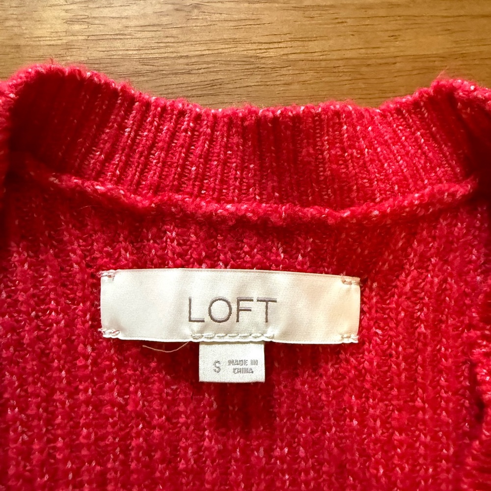 LOFT Red Jeweled Button Cardigan Sweater | Size Small | NWOT | Holiday Glam - Picture 4 of 6